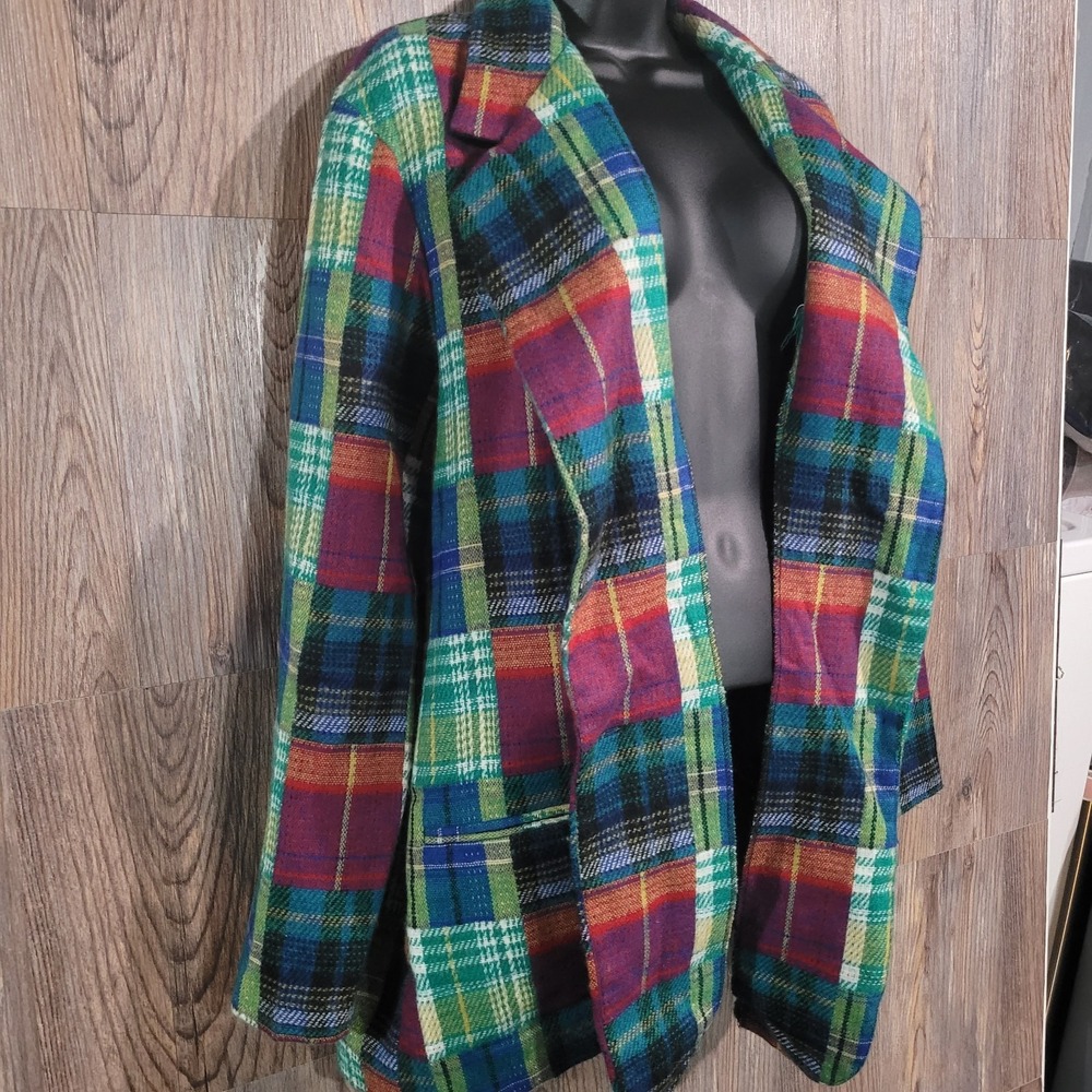 Vtg Plaid Patchwork Jacket Sz 18w Multicolor Colo… - image 2